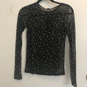 Zara longsleeve star mesh top